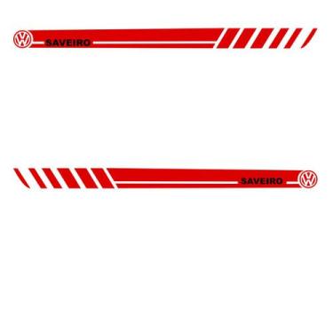 Imagem de Par Adesivo Faixa Lateral Vw Saveiro Cross G7 - Vermelho - Jhow Adesiv