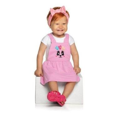 Imagem de Macacão Macaquinho Infantil Menina Fantasia Parmalat Bebê, Rosa, 9-12 