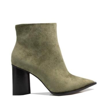 Imagem de Bota Carrano Salto Bloco Bico Fino cano curto, Verde, 35