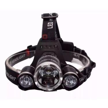Imagem de Lanterna Cabeça Triplo T6 3 Led Cree Profissional Swat Tática 2 Bateri