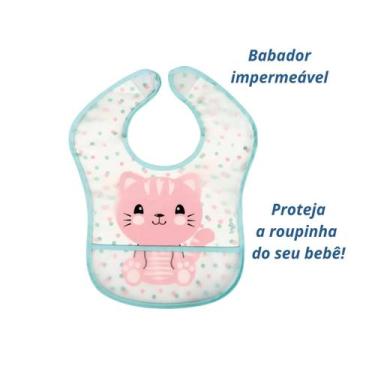 Imagem de Babador Bebê Impermeável Pega Migalhas Bolso Plástico BUBA, Gatinha