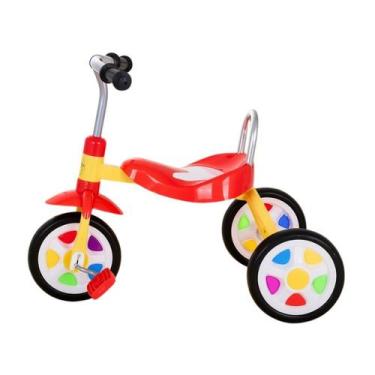 Imagem de Triciclo Infantil Vermelho/Amarelo Com Pedal e Encosto - UNITOYS