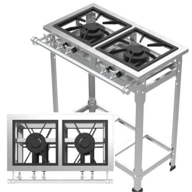 Imagem de Fogão Industrial Inox Com 2 Duas Bocas de Baixa Pressão Dois Queimador