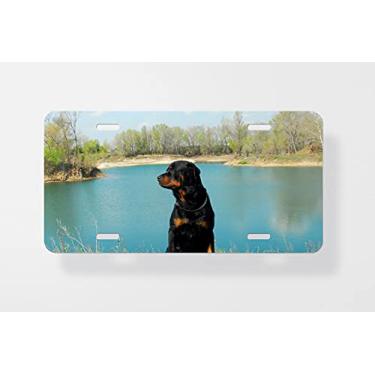 Imagem de Rottweiler 2 Capa para placa de carro – Capa para placa de carro – Capa para moldura de placa de carro 15 x 30 cm