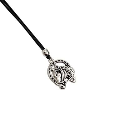 Imagem de Colar de Couro Ajustável Country Pingente Ferradura Cavalo