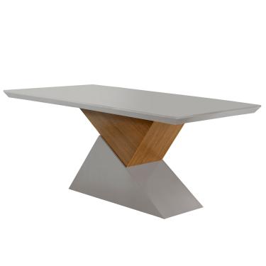 Imagem de Mesa Aster 180 Tampo em MDF e Vidro com 6 Cadeiras Liz Moderna - Creme, Off White e Imbuia