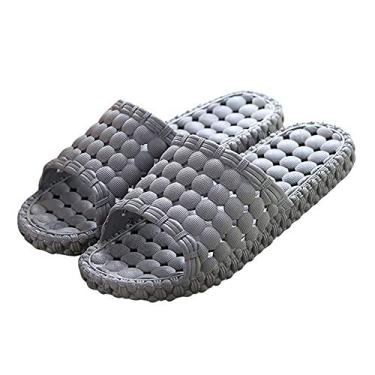 Imagem de TangDao Pantufa de banho feminina masculina, sem cadarço, de secagem rápida, antiderrapante, para banheiro, casa e piscina, chinelo interno para academia, sola macia, Cinza, 9-10 Narrow