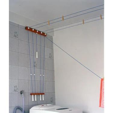 Imagem de Varal De Teto Prático Secamais 25M De Corda 