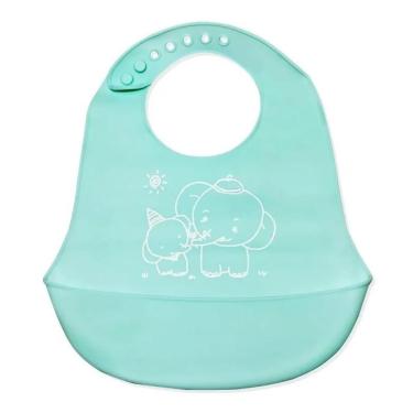 Imagem de Babador Cata Migalhas em Silicone Reutilizável para Bebê Verde Agua UnyHome.