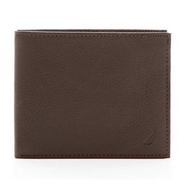 Imagem de Nautica Carteira masculina de couro granulado com proteção de dados RFID, Marrom, tamanho �nico