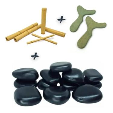 Imagem de Kit Massagens Modeladora Bambus + Pantalas + Pedras Quentes