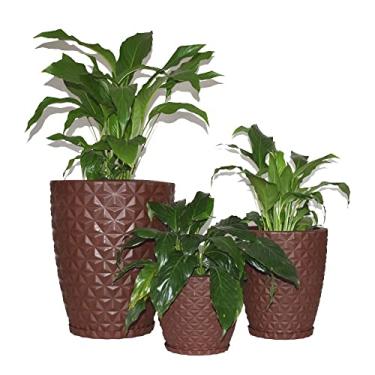 Imagem de Kit 3 Vasos Planta Decorativo Jardim Coluna Diamante 0,1 e 2 Cor:Marrom