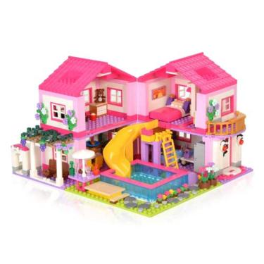 Imagem de GEVINST Girls Friends Beach House Building Set, Pink Friend Pool House, Creative Roleplay Gift Sets para Meninas 8-12 e Meninos (1018 Peças)