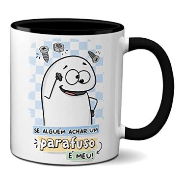 Imagem de Caneca Engraçada Flork Se Alguém Achar Um Parafuso É Meu (Preta)