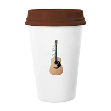 Imagem de Caneca de guitarra instrumento tocando música café bebendo vidro cerâmica copo tampa