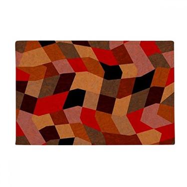 Imagem de DIYthinker Tapete antiderrapante para porta de banheiro com padrões coloridos de azulejo de polígono de diamante