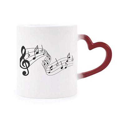 Imagem de Caneca de grés Movg 5-le Staff azul sensível ao calor mudança de cor vermelha