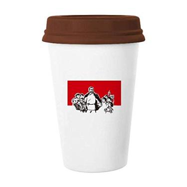 Imagem de Caneca de cerâmica China Red Education Propaganda Leader Caneca de café Copo de cerâmica