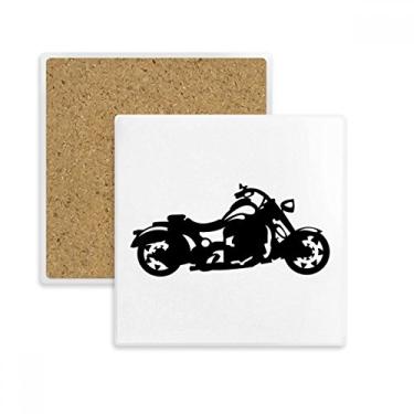 Imagem de Motocicleta Preta Estampa de Ilustração Quadrada Porta-copos Porta-copos Caneca Suporte Subplaca Pedra de Isolamento