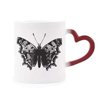 Imagem de Caneca sensível ao calor de amostra borboleta preta vermelha muda de cor