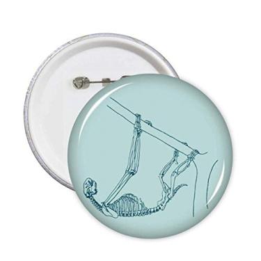 Imagem de Broches redondos com desenho de bicho-preguiça esqueleto para decoração de roupas, 5 peças, presente