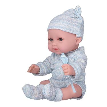 Imagem de Bonecas Bebê Recém-Nascidos, Boneca Bebê de Silicone 28 cm para Decoração de Casa para Coleção de Acessórios para Fotografia (Q11-002 Vestido Azul)