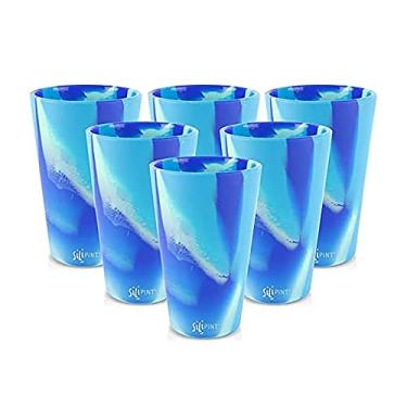 Imagem de Silipint: Copos de Silicone Pint: Pacote com 6 Arctic Sky - Copos inquebráveis de 473 ml, Flexíveis, Quente/Frio, Antiderrapante Fácil Aderência