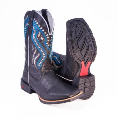 Imagem de Bota Botina Texana Country Tribal 500 Azul Couro - Texas Boots