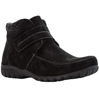 Imagem de Propet Bota feminina com tira Delaney no tornozelo, Camurça preta, 6 X-Wide