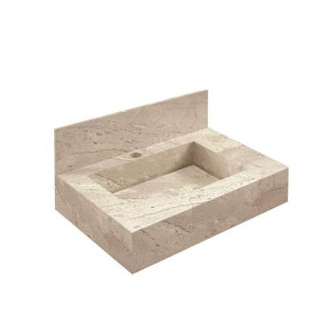 Imagem de Bancada em Porcelanato para Banheiro 60cm Pró com Cuba Esculpida Blu Travertino