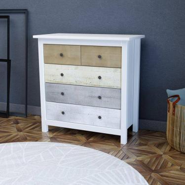 Imagem de Cômoda 5 Gavetas Primavera Parpinelli Branco/Demolição Colorido