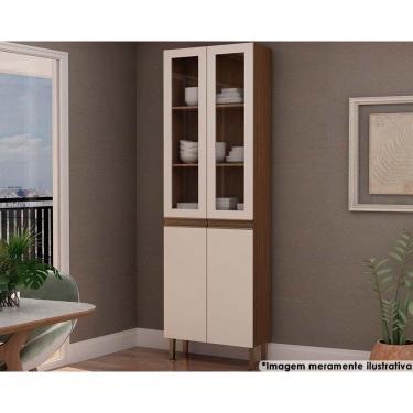 Imagem de Paneleiro De Cozinha Conecta C- 4 Portas C- Vidro Off White-ebano - Genialflex