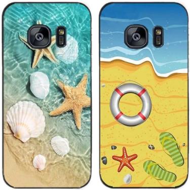 Imagem de 2 peças de capa de telefone traseira de silicone em gel TPU com estampa de estrela-do-mar para Samsung Galaxy todas as séries (Galaxy S7)
