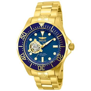 Imagem de Invicta Relógio masculino 13711 Grand Diver automático azul texturizado mostrador azul 18 k banhado a ouro iônico