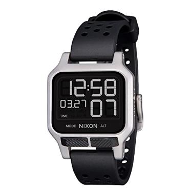 Imagem de NIXON Relógio esportivo masculino ultra fino resistente à água Heat A1320-100M (mostrador de relógio de 38 mm, pulseira de 20 mm PU/borracha/silicone), Prata, OSFM, Calor