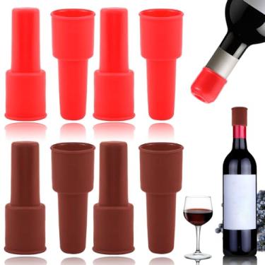 Imagem de Vodolo Rolha de silicone para vinho, 8 peças, tampas reutilizáveis e inquebráveis para garrafas de vidro, rolhas de vinho, rolha de rolha de vinho para manter o vinho champanhe fresco para uso
