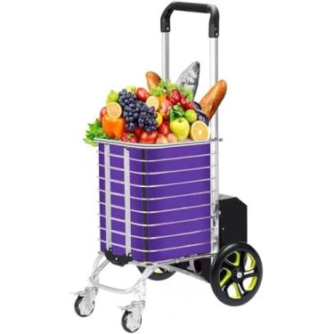 Imagem de Carrinho de compras elétrico para mantimentos, com 6 rodas, forro à prova d'água, carrinhos utilitários dobráveis ​​portáteis para idosos, lavanderia, Tsport, 7ah