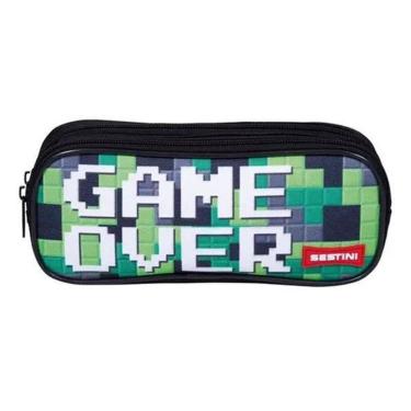 Imagem de Estojo Duplo Escolar Gamer Over Infantil Porta Lápis Sestini