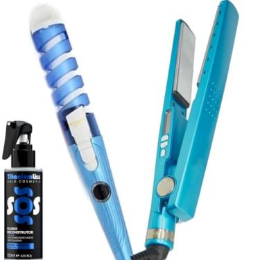 Imagem de Modelador de Cachos Espiral + Prancha Chapinha Nano Titanium Alisadora + Protetor Térmico SOS Titanium Liss
