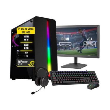 Imagem de Pc Gamer Completo Intel i5 4º Geração GTX 1050 Memória 8GB Hd 1TB - AM
