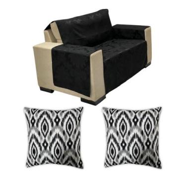 Imagem de Kit Capa Protetora de Sofá com Braços Jacquard e 2 Capas de Almofada -