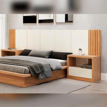 Imagem de Cabeceira Cama Casal Ripado 3,0m Dalla Costa 100% Mdf - Dalla Costa Q,