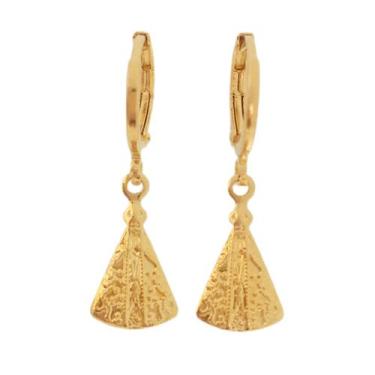 Imagem de Brinco Argolinha Pingente Nossa Senhora Aparecida Banhado a Ouro 18k -