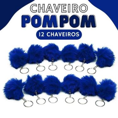 Imagem de Chaveiro Pompom Pelúcia Azul Royal - 50Mm Kit C/12 Unidades - Nybc