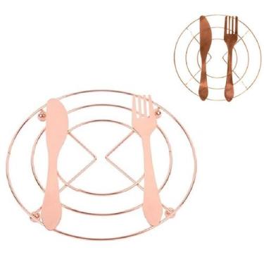 Imagem de Descanso de Panelas Suporte Redondo Cozinha em Metal 18cm - Tecnoserv,