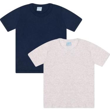 Imagem de Kit 2 Camiseta Infantil Juvenil Masculina Básica Verão Top - Aymee, Az