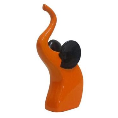 Imagem de Cofrinho de Elefante Laranja Cerâmica 24cm - Zona Livre