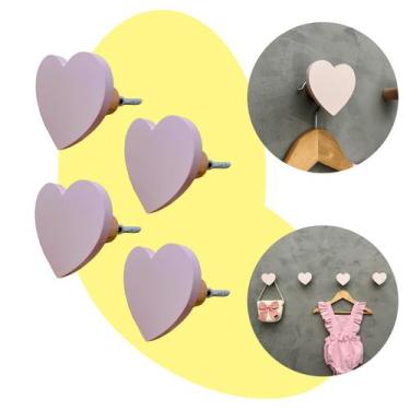 Imagem de 4 Ganchos de parede infantil menina decoração formatos rosa - Souvenir