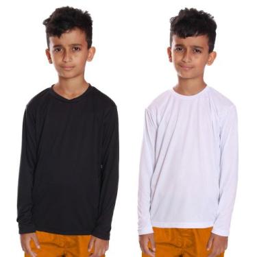 Imagem de Kit 2 Camisetas Infantil Menino Proteção UV Térmica Solar Manga Longa 