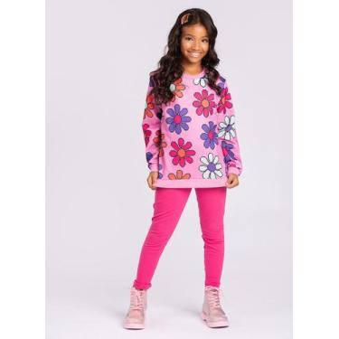 Imagem de Conjunto Blusão Menina Em Moletom E Legging Flores - Molekada, 4